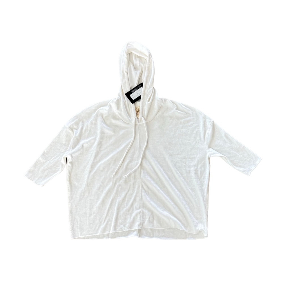 New Chaser Linen Rib 3/4 Sleeve Pullover Hoodie Size S